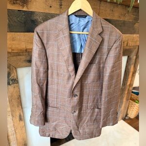 Samuelsohn Brown Checkered Blazer